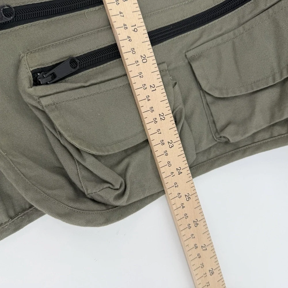 Vintage Fly Fishing Vest XL Olive Green Multi Pocket Utility Back D-Ring Cargo